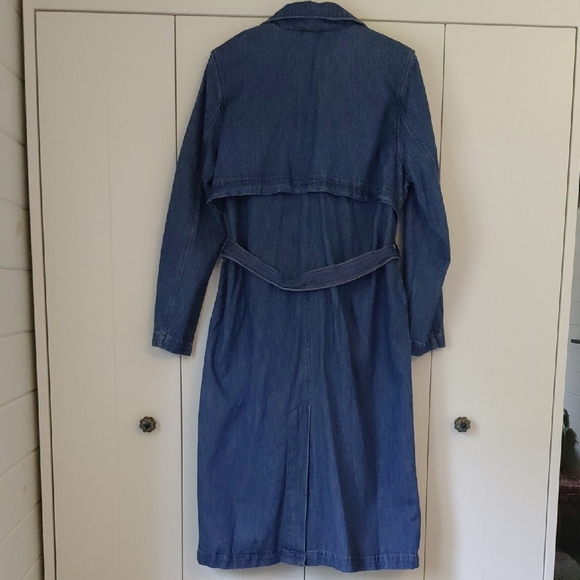 Joe Fresh Blue Trench Coat Classic Oversized Fit - Picture 5 of 8